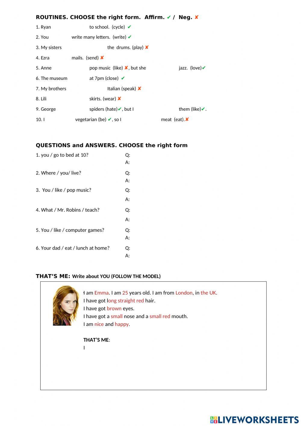 Be, have got and routines