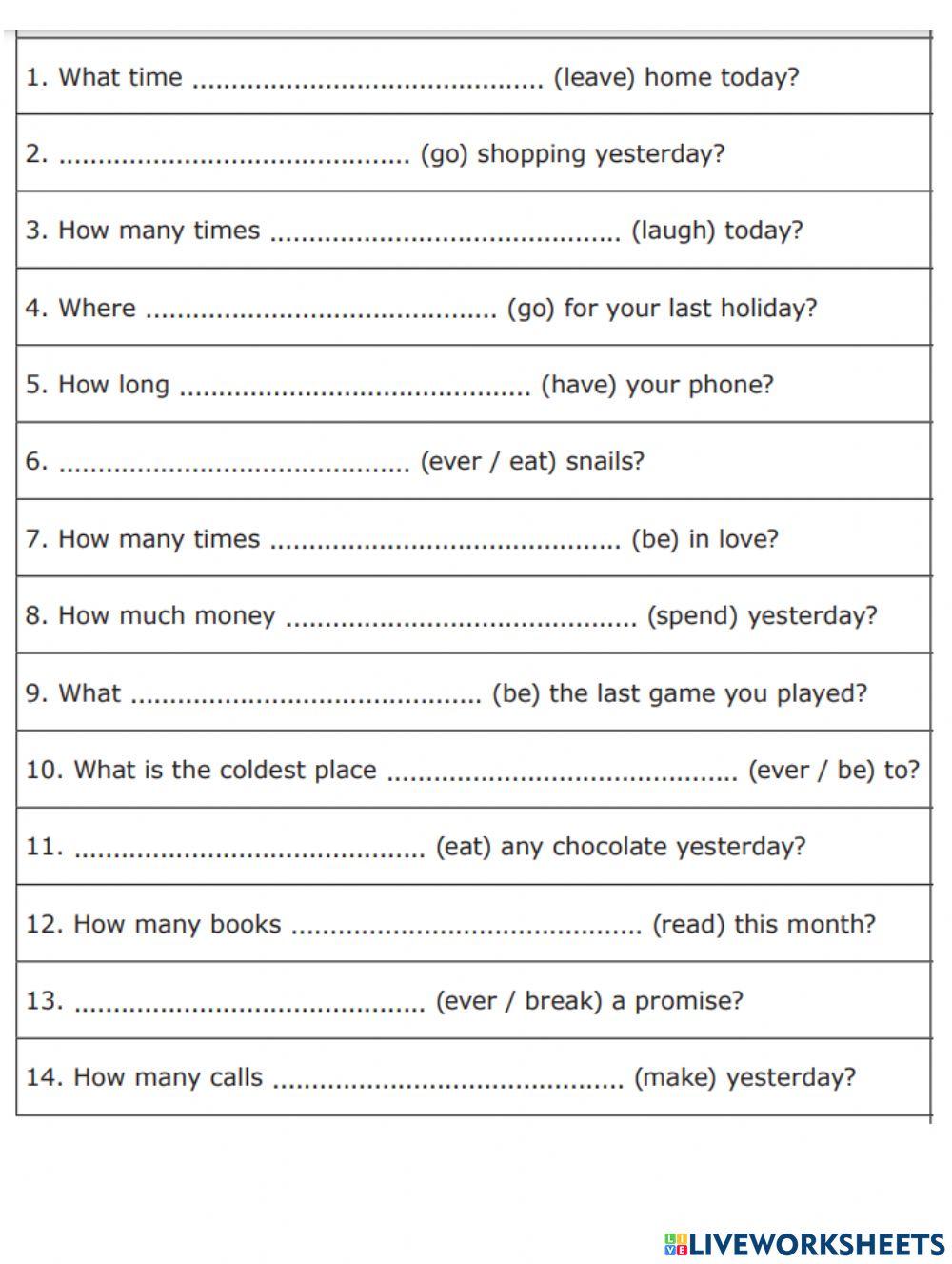 Present perfect vs past simple questions