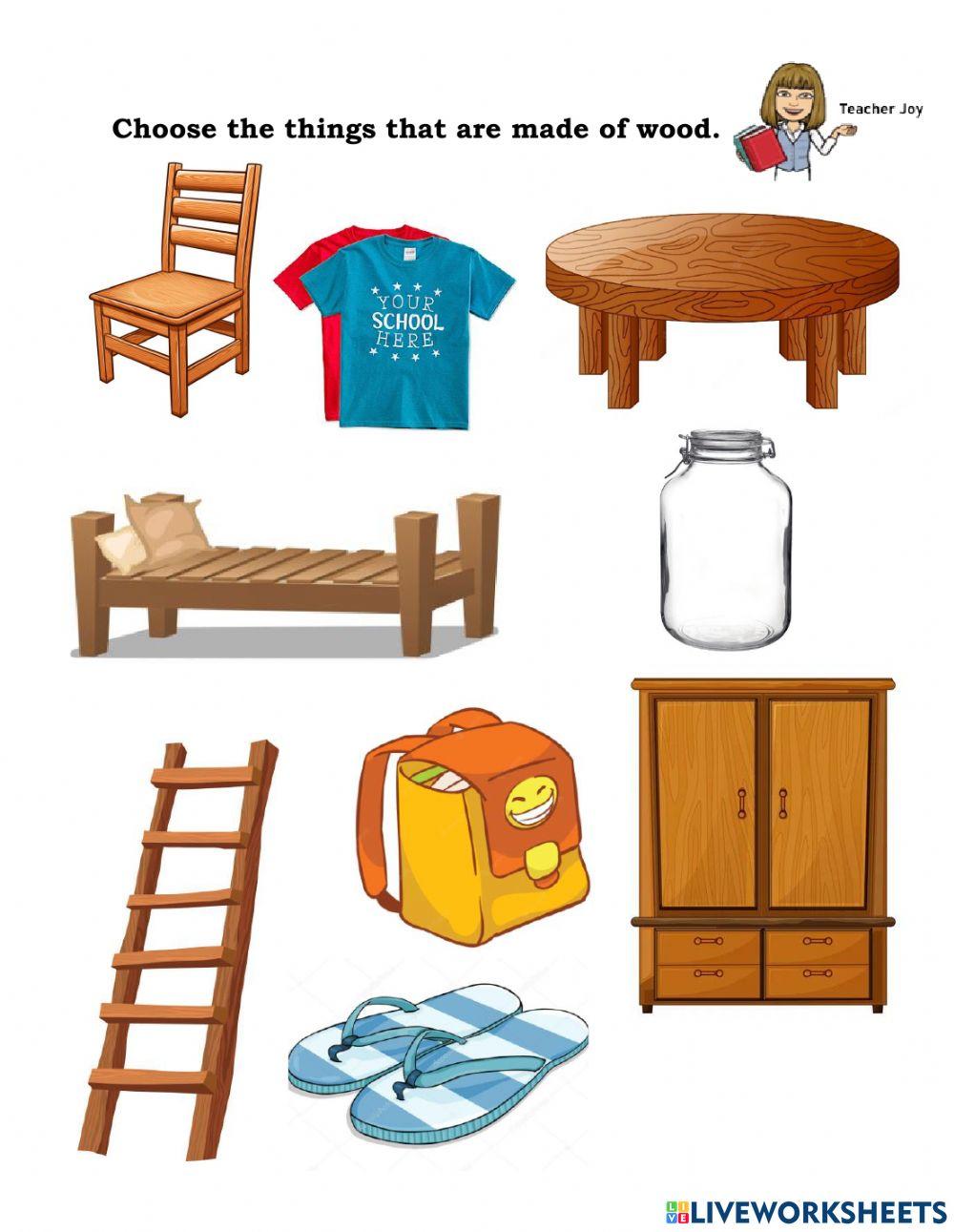 Things made of wood online exercise for live worksheets