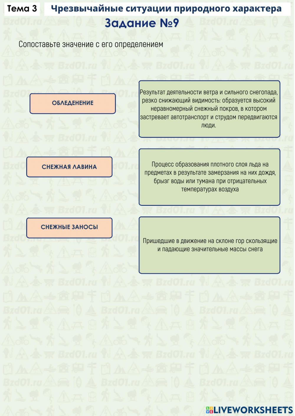 Задание ОБЖ Тема 3