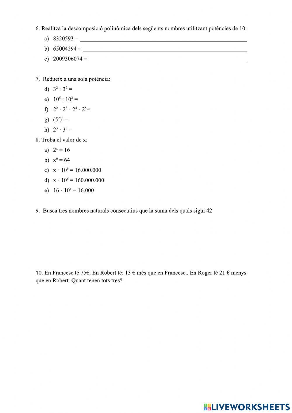 Nombres Naturals i Potències