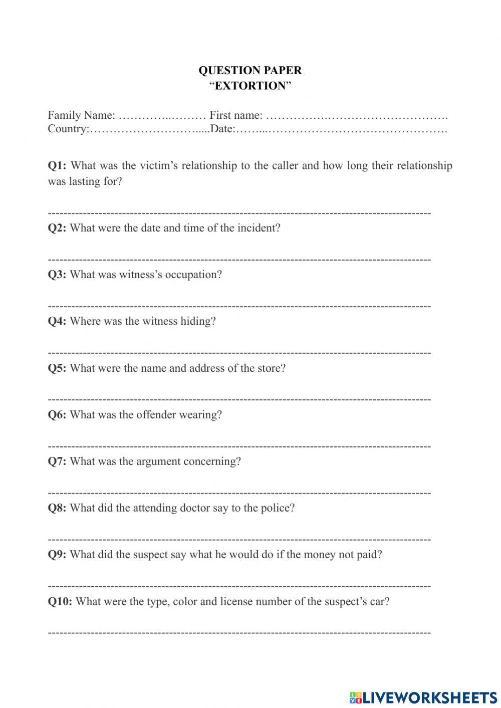 Audio tape test - 15 “extortion”