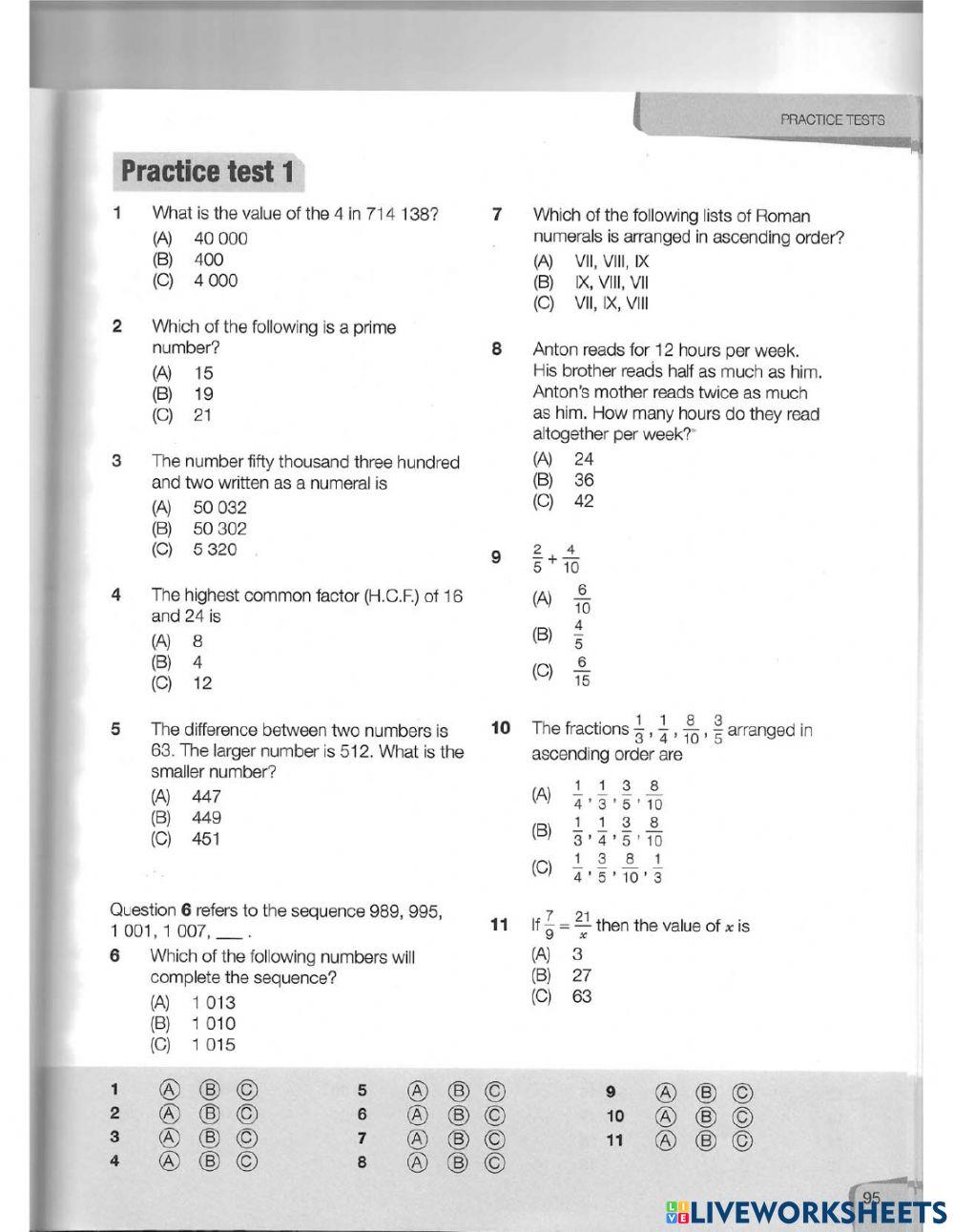 Mathematics Worksheet 1