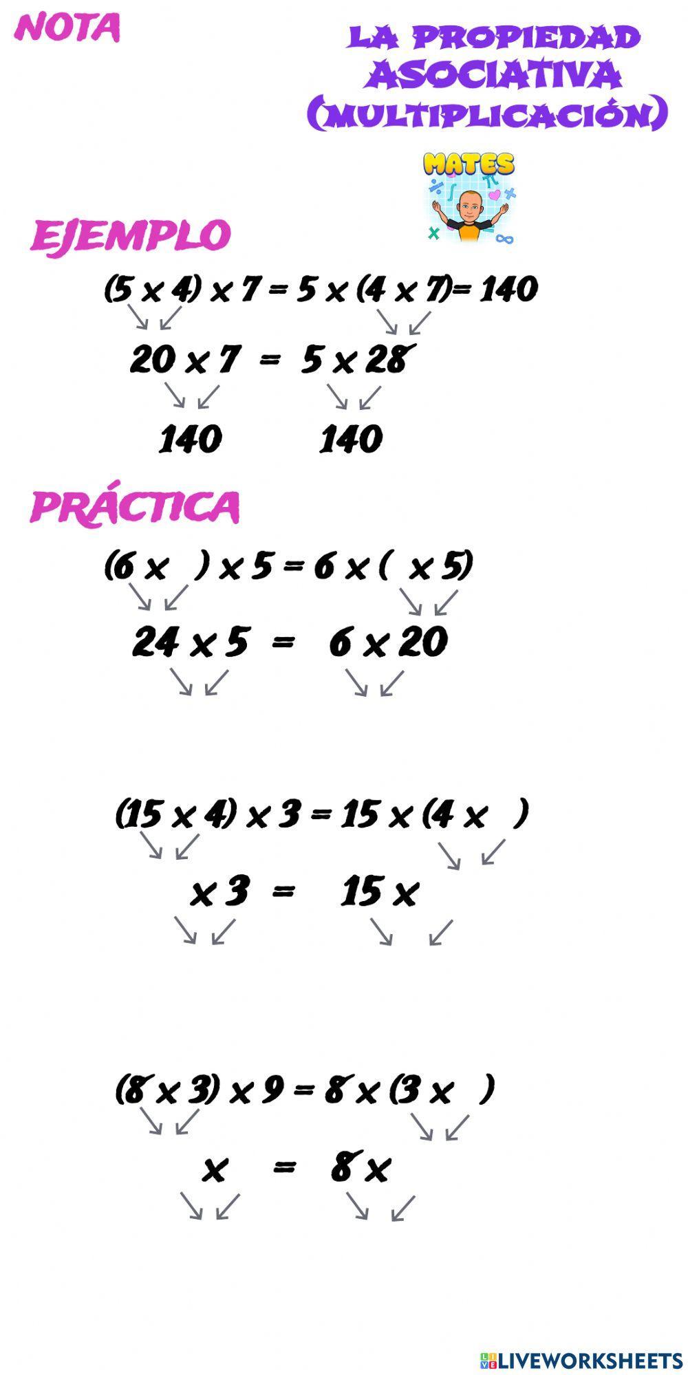 La propiedad asociativa de la multiplicación