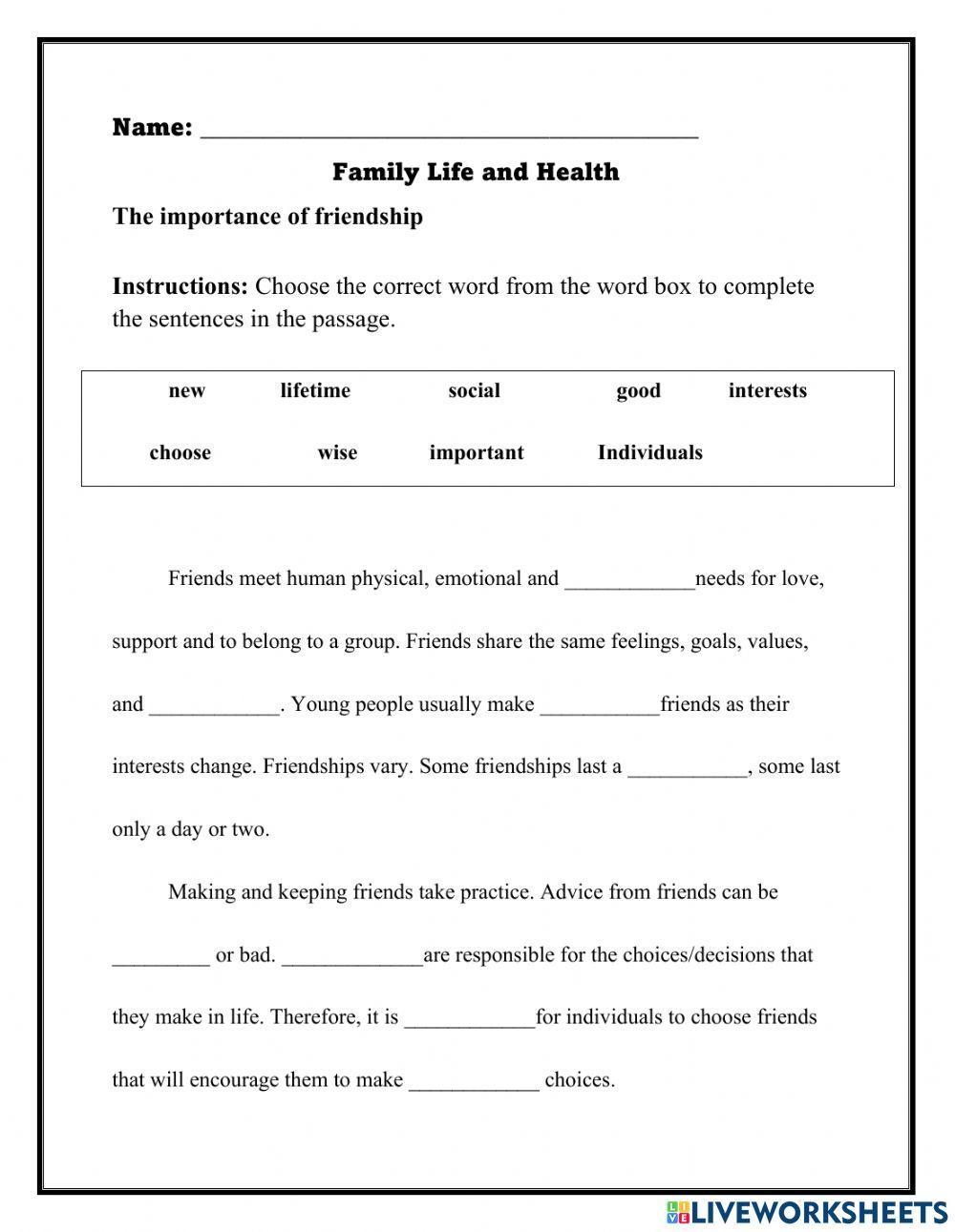 Importance of friendship