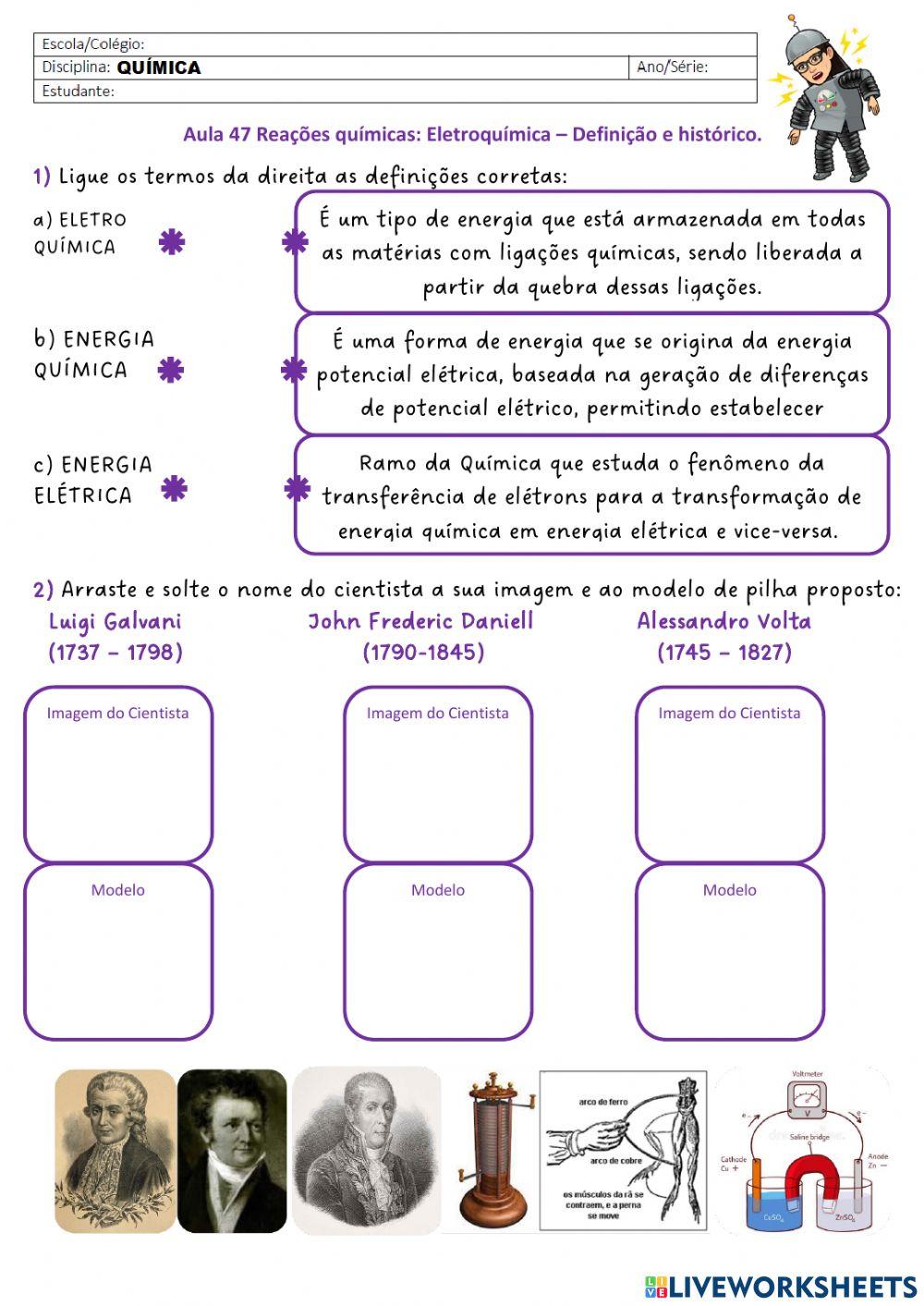 Reações químicas: Eletroquímica – Definição e histórico.