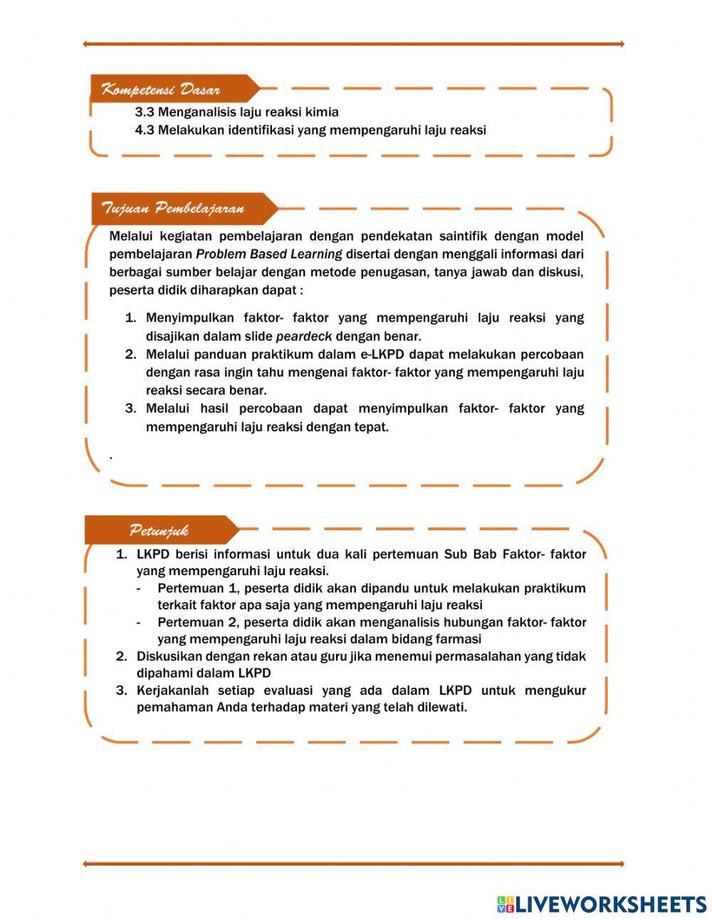 Praktikum Faktor Laju Reaksi