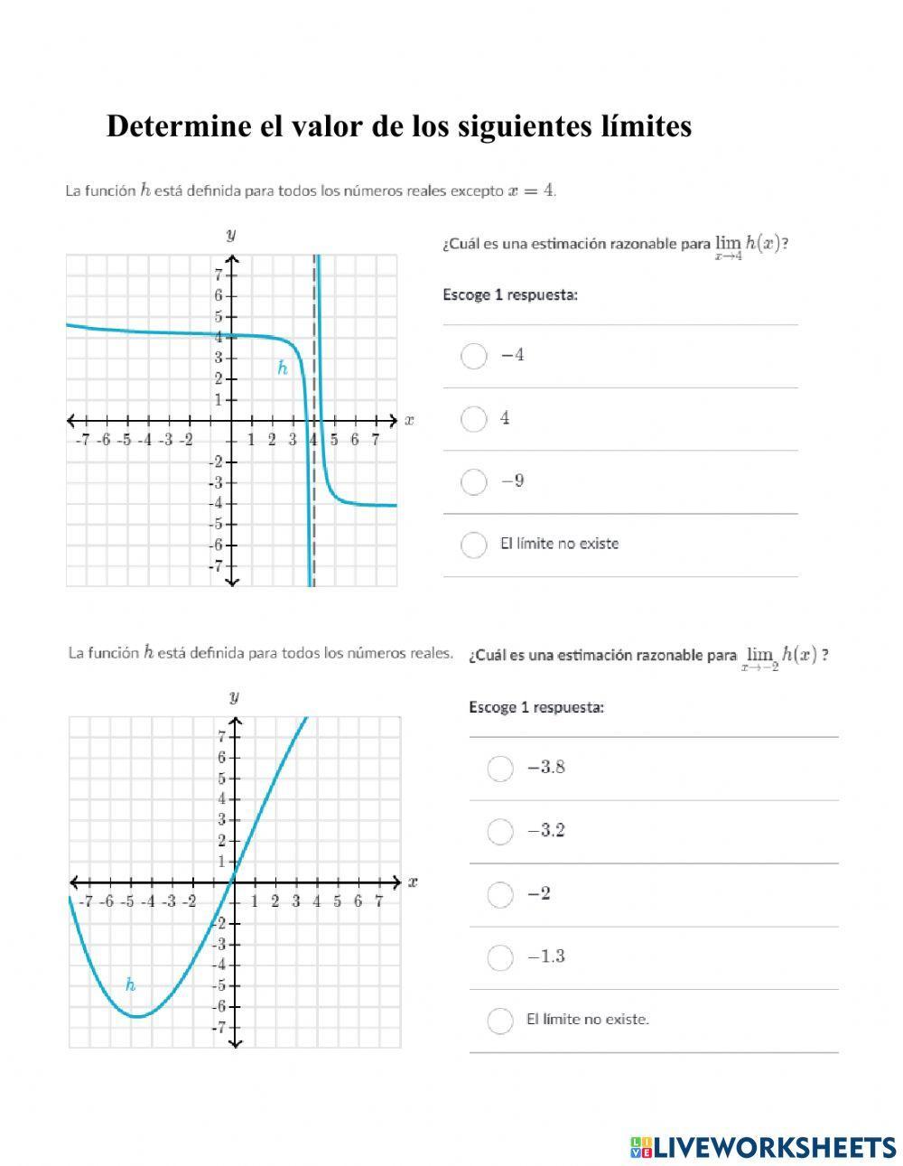 Determine el valor del límite
