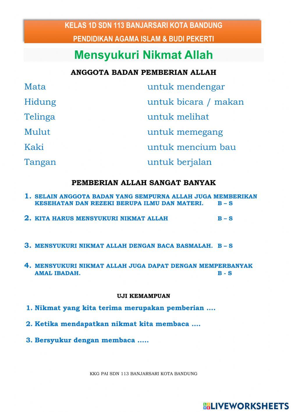 Mensyukuri nikmat Allah
