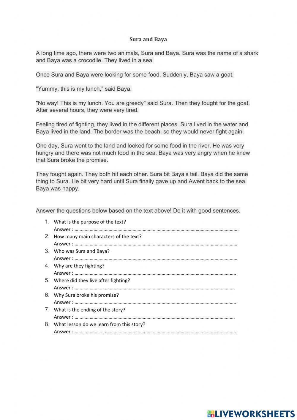 Narrative Text Example Reading