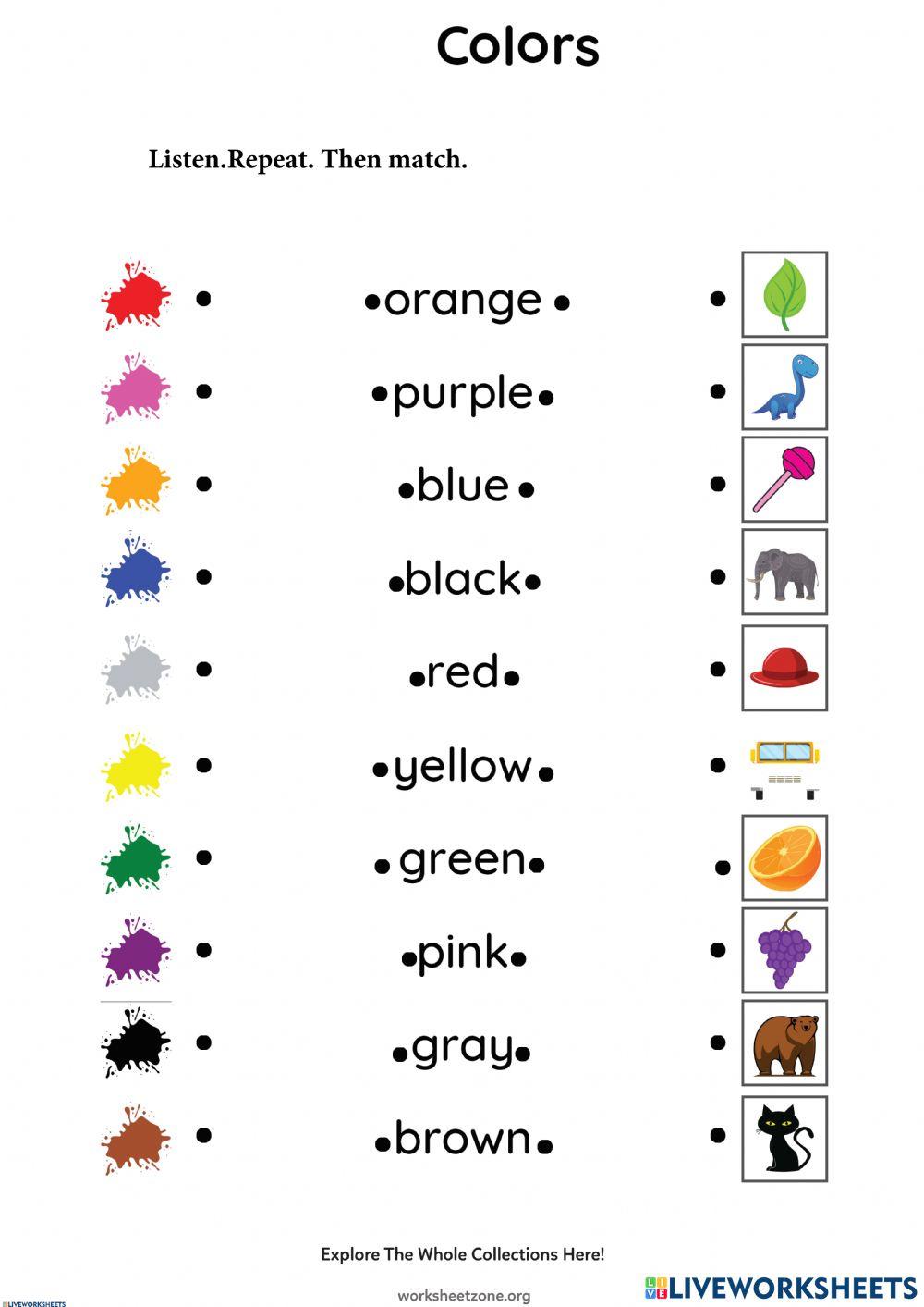 Colors online exercise for grade 1 Live Worksheets