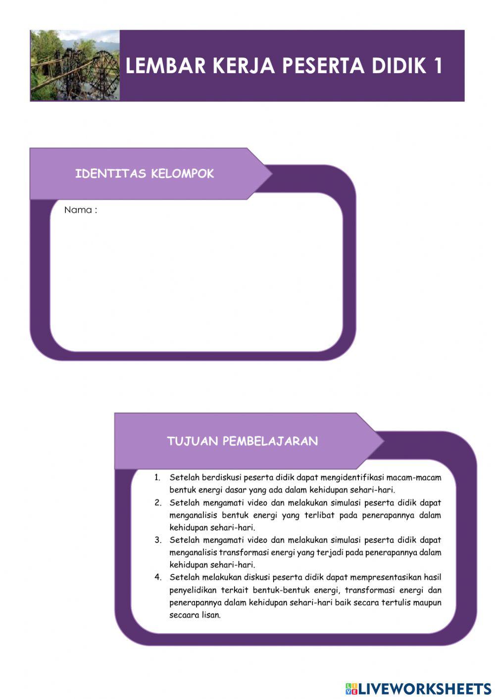 Bentuk-bentuk Energi dan perubahannya