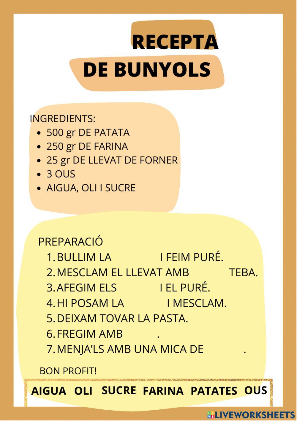 Recepta de bunyols