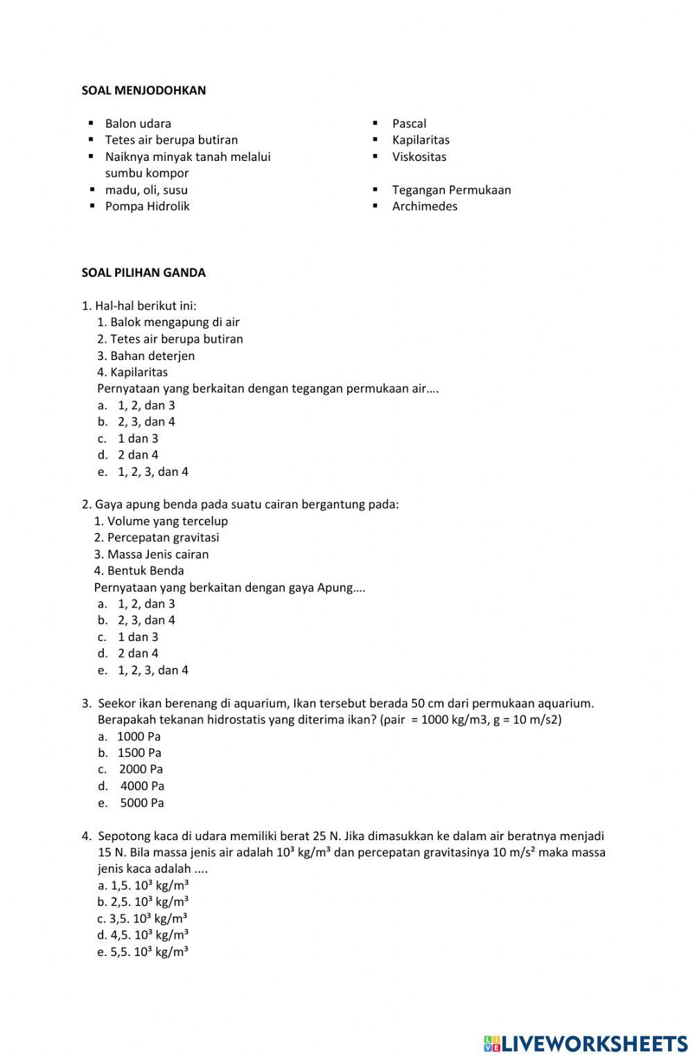 Penilaian harian fluida statis