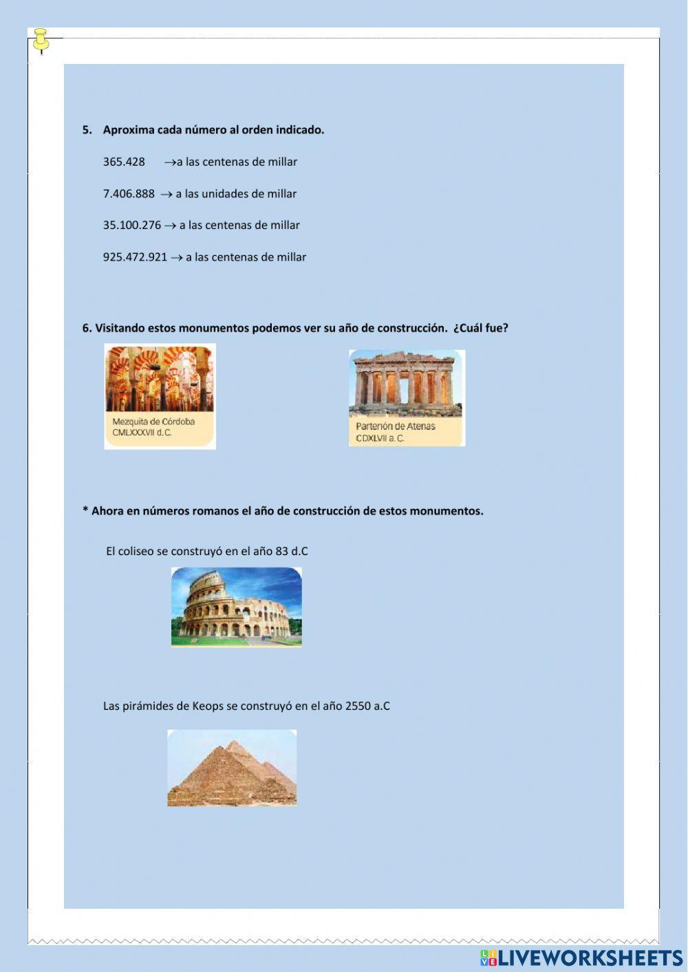 NUMERACIÓN MÁS DE 6 CIFRAS Y N ROMANOS