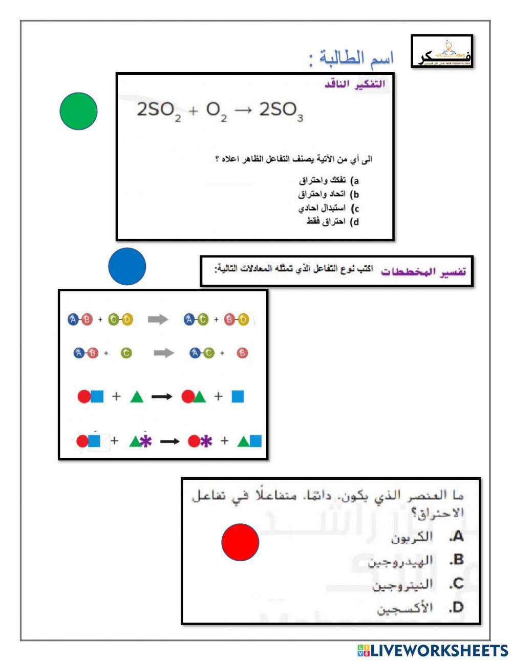انواع التفاعلات