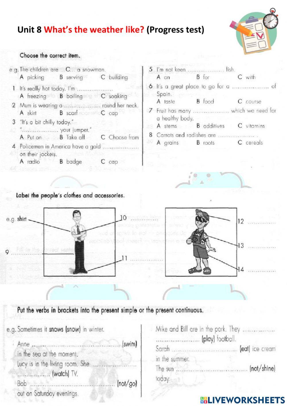 Click on 1 Unit 8 test