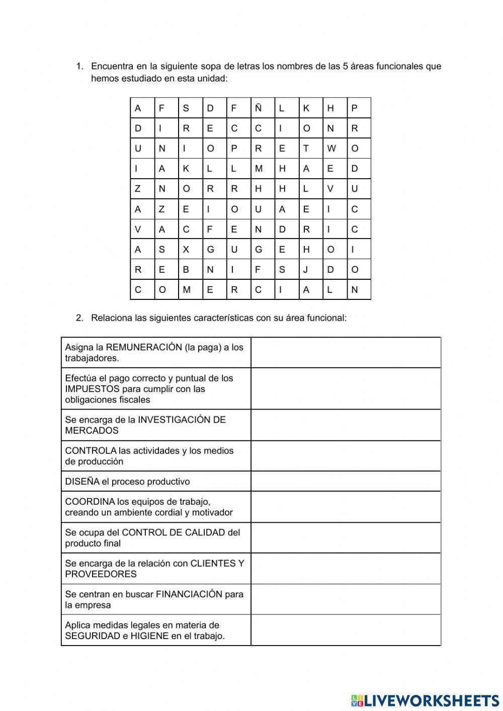 Areas funcionales de la empresa
