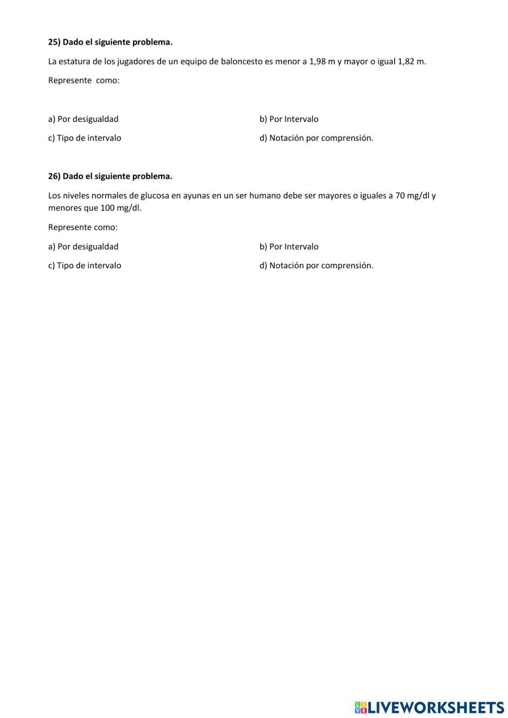 Recta Real - Intervalos