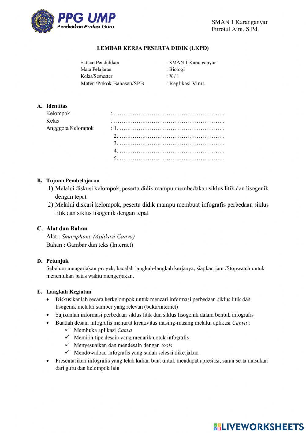 Lkpd project replikasi virus