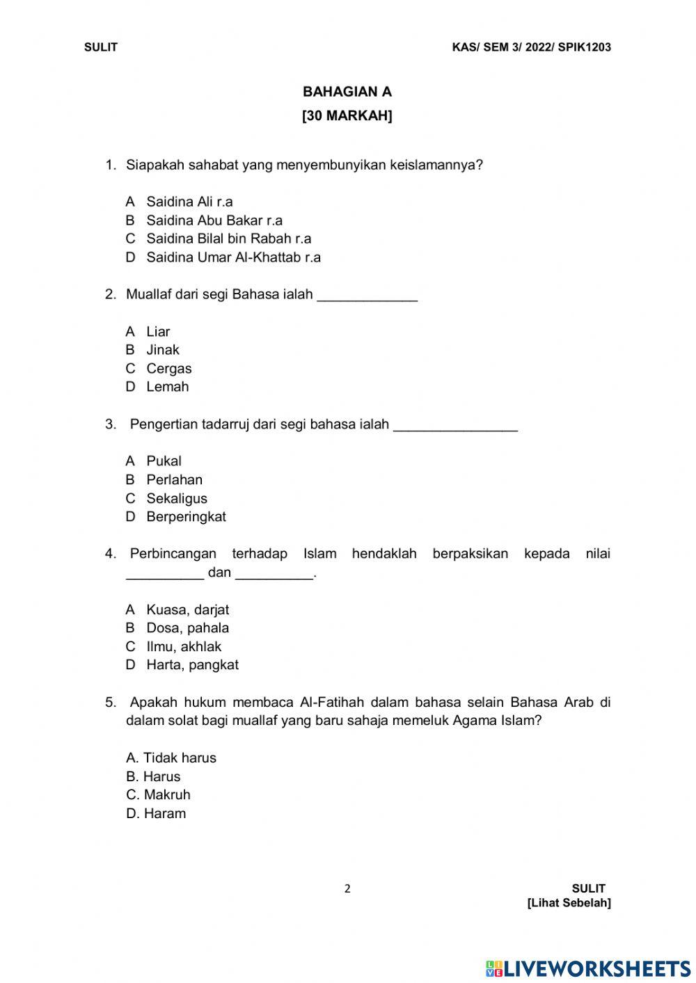 Fiqh mualaf BHG A MIDTERM OKT 2022 SET 1