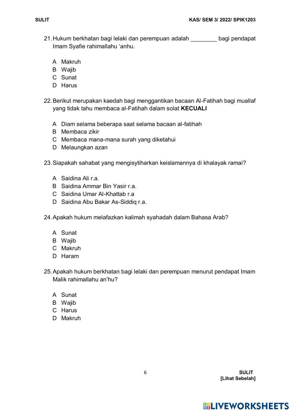 Fiqh mualaf BHG A MIDTERM OKT 2022 SET 1