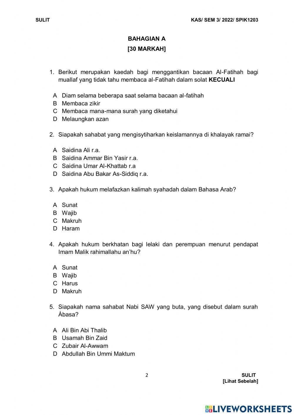 Fiqh mualaf bhg a midterm okt 2022 set 2