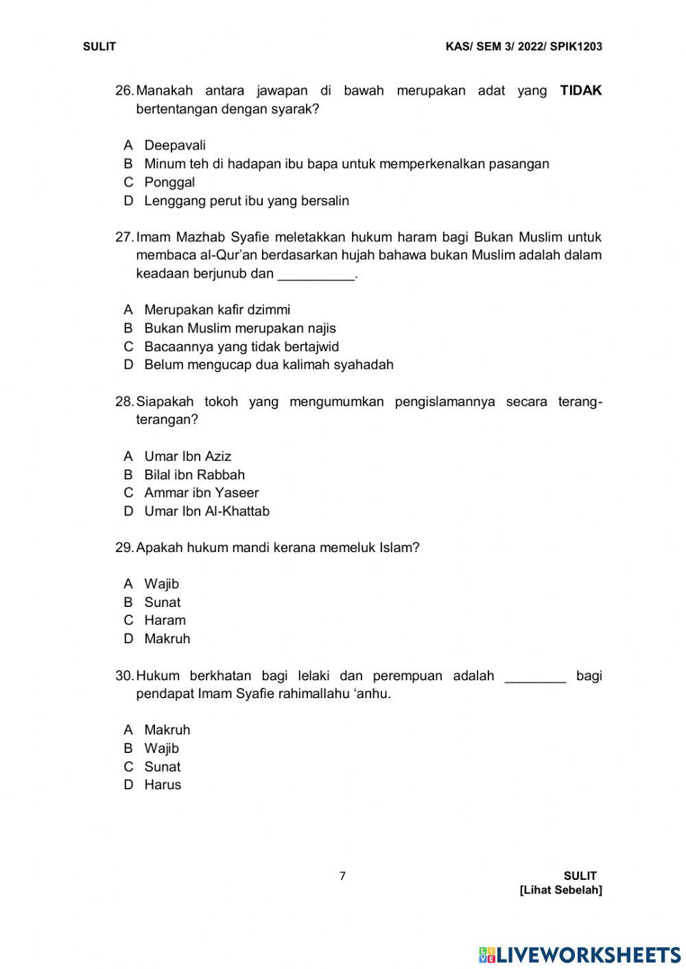 Fiqh mualaf bhg a midterm okt 2022 set 2