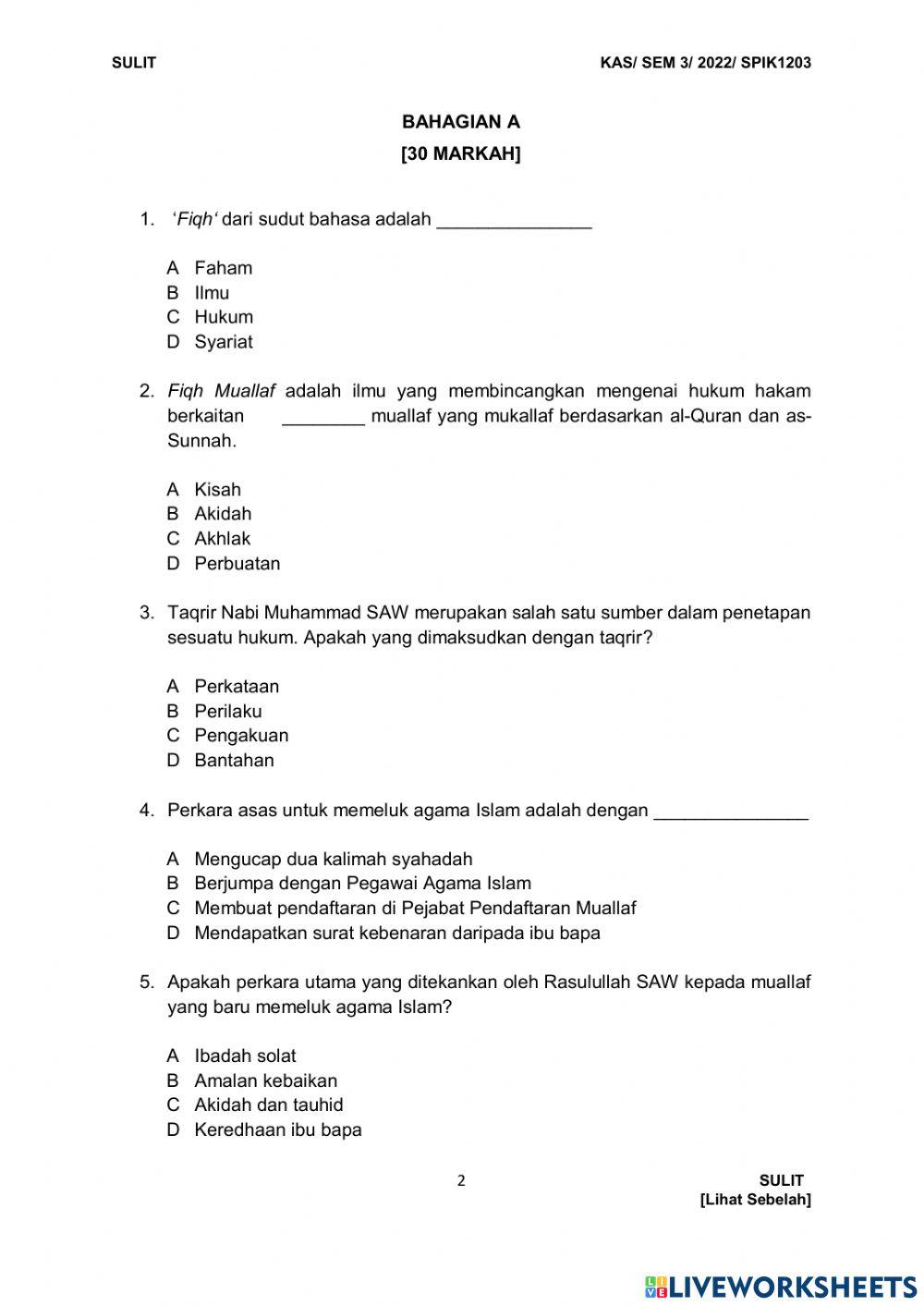 Fiqh mualaf bhg a midterm okt 2022 set 3