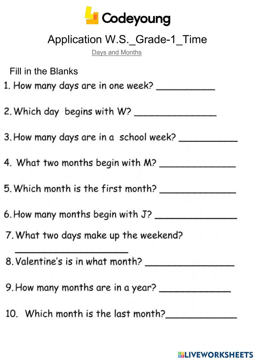 Days and Months-Concept CW