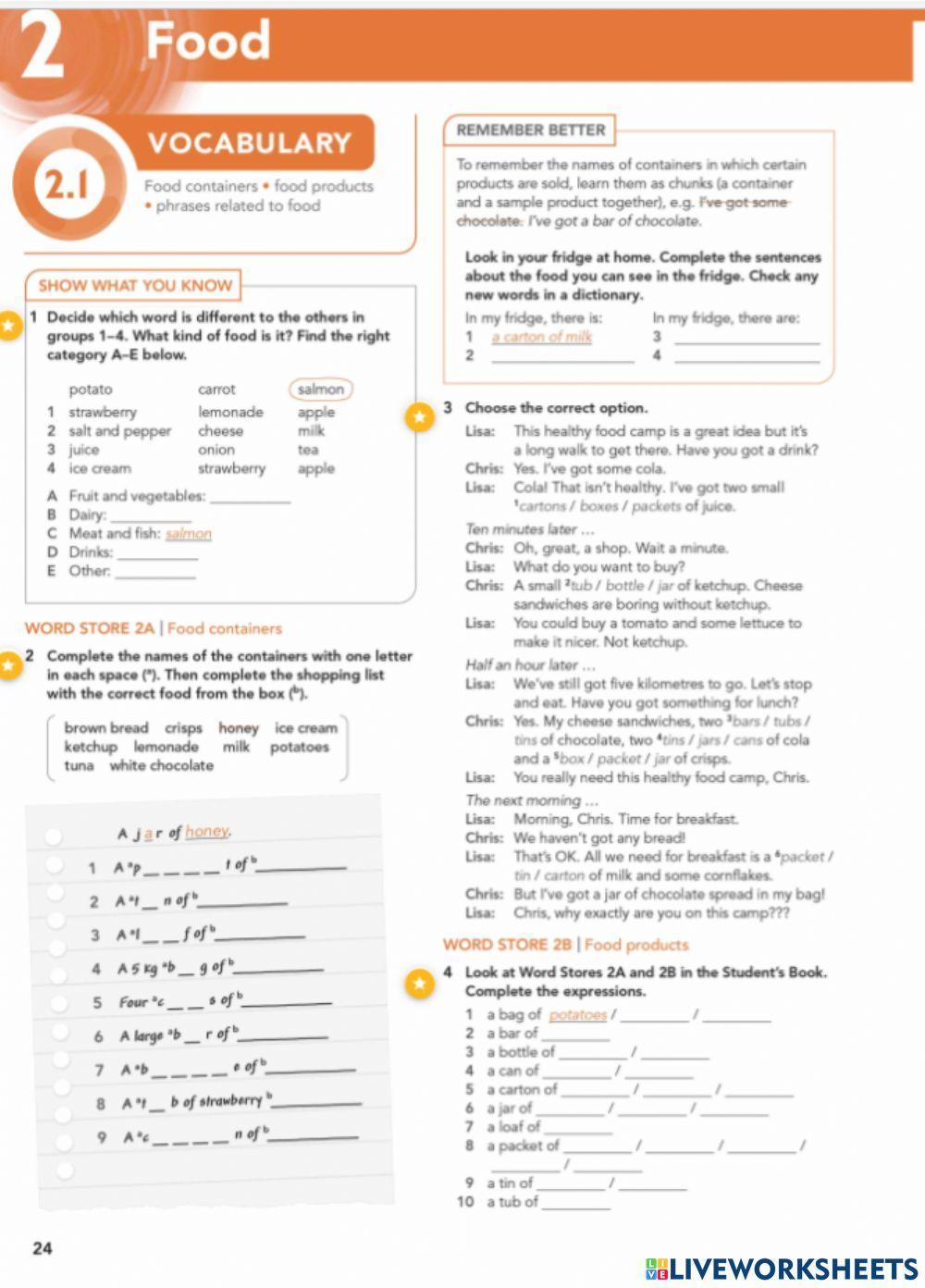 Focus one Unit 2 Vocabulary WB
