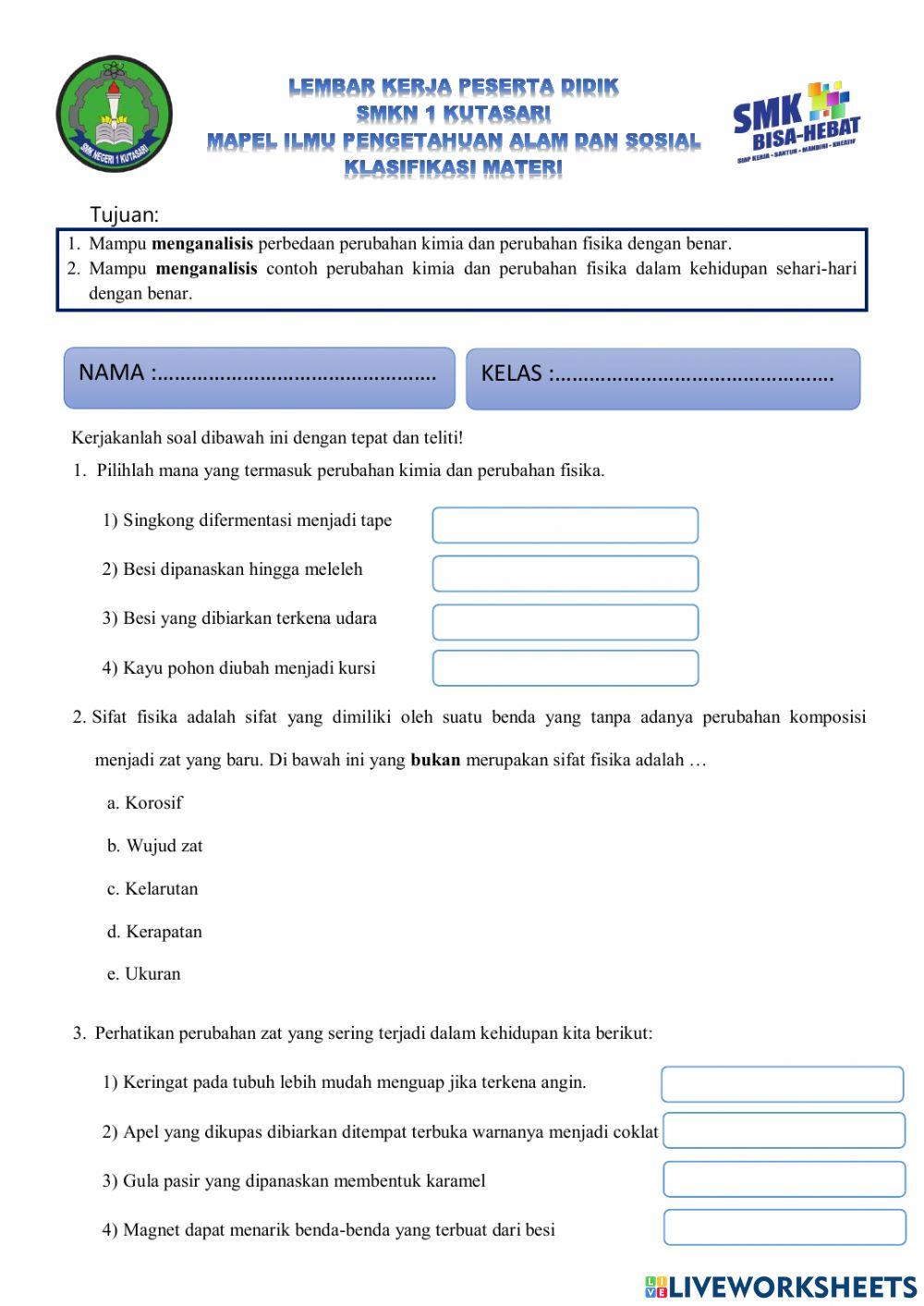 Perubahan kimia fisika