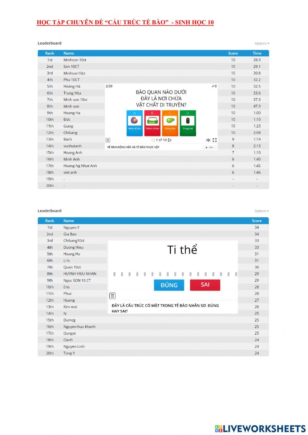 Sản phẩm của học sinh