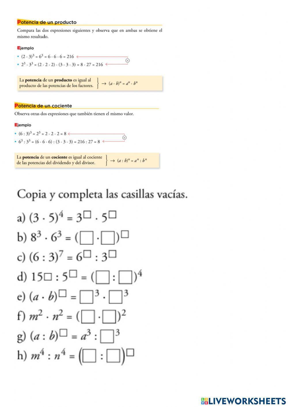 Potencias mismo exponente