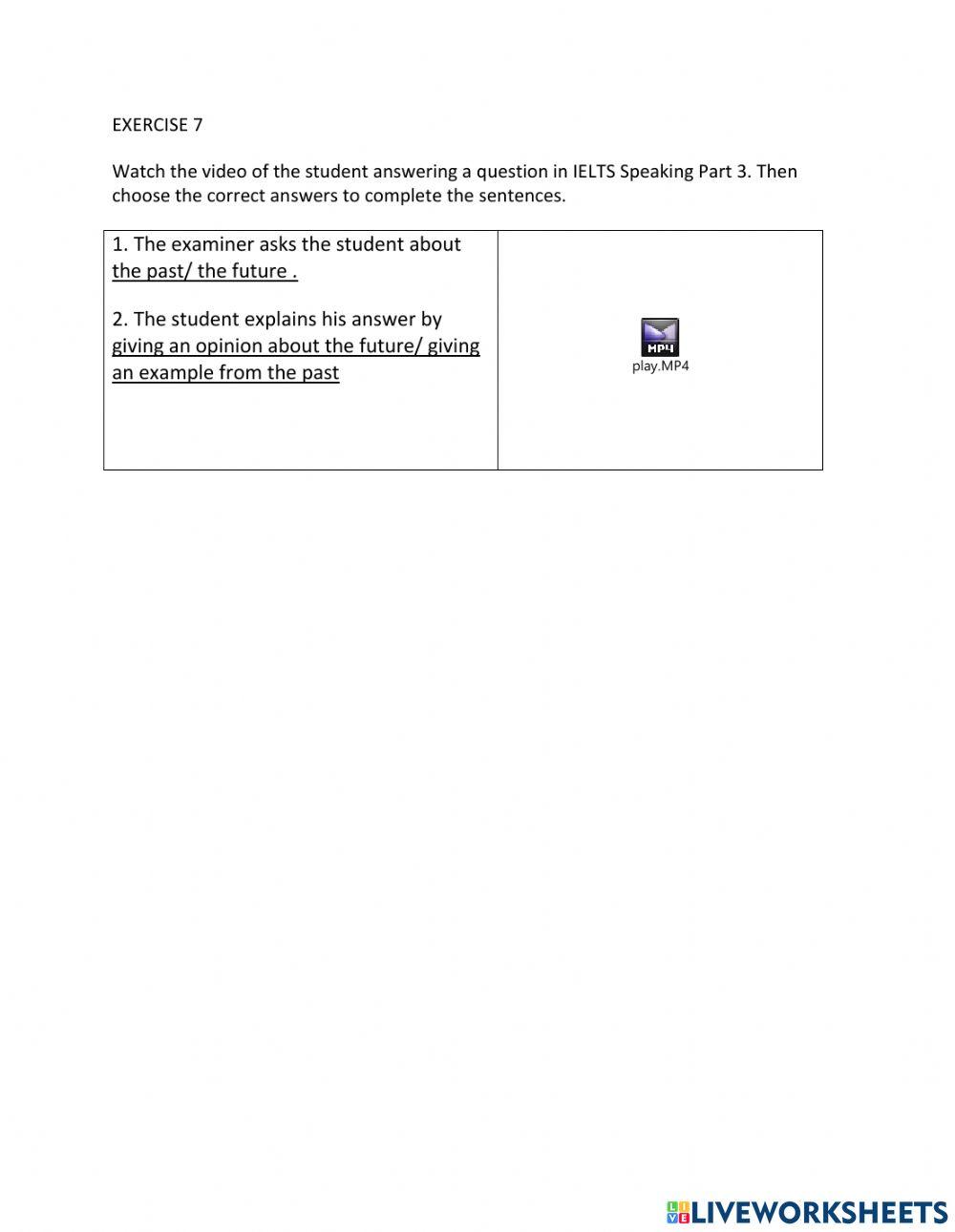 IE1, Unit 6, Speaking, Exercise 7