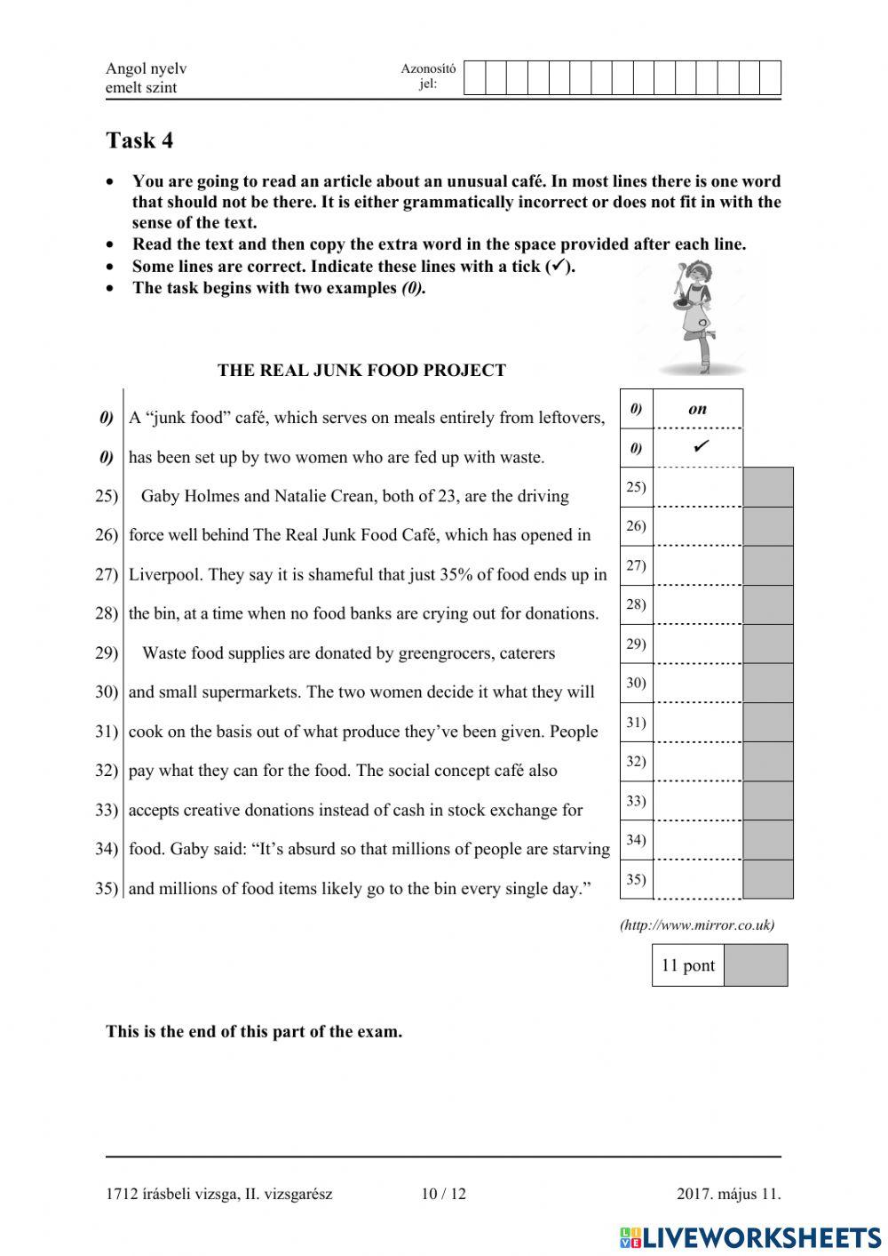 2017 május emelt érettségi Nyelvhelyesség