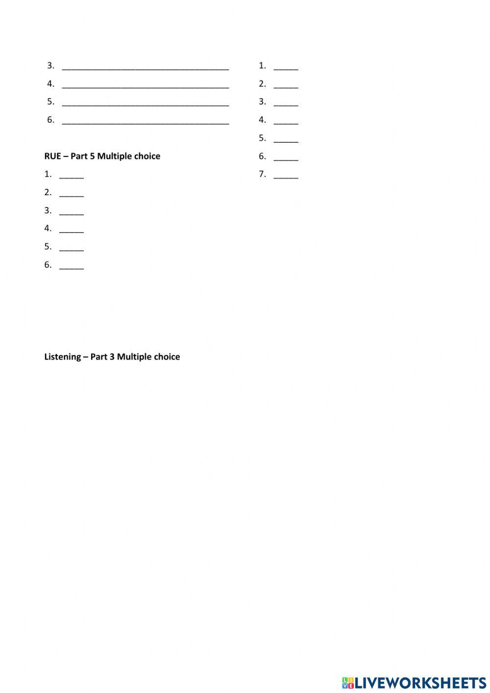 Unit 2 Answer sheet Ready for First