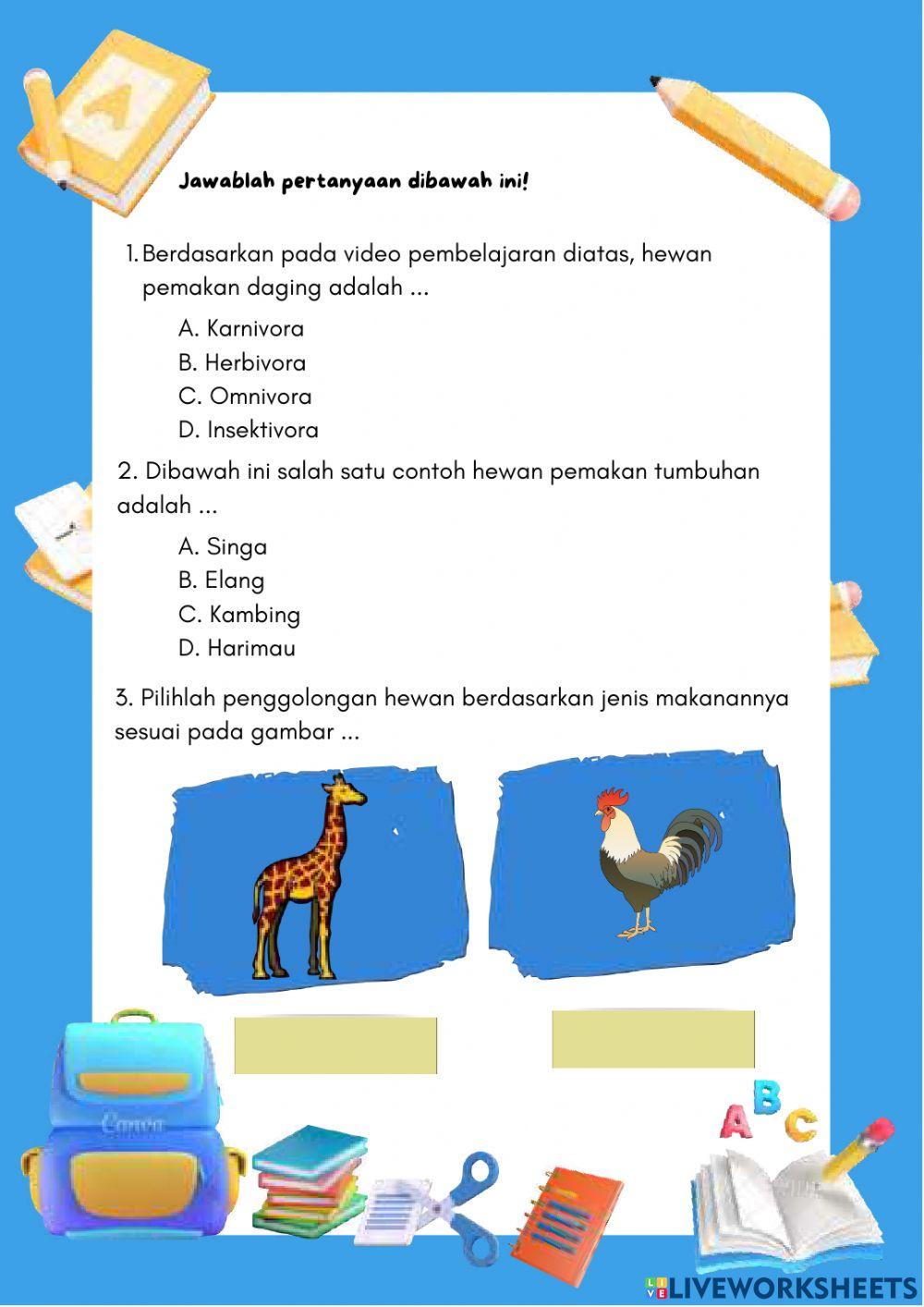 Penggolongan Hewan Berdasarkan Jenis Makanannya