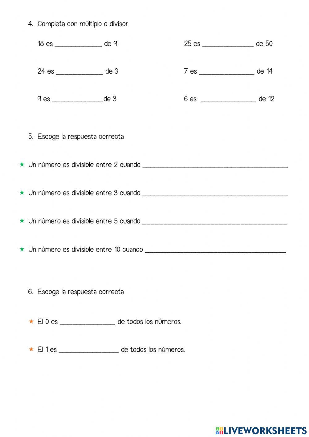 Múltiplos y divisores