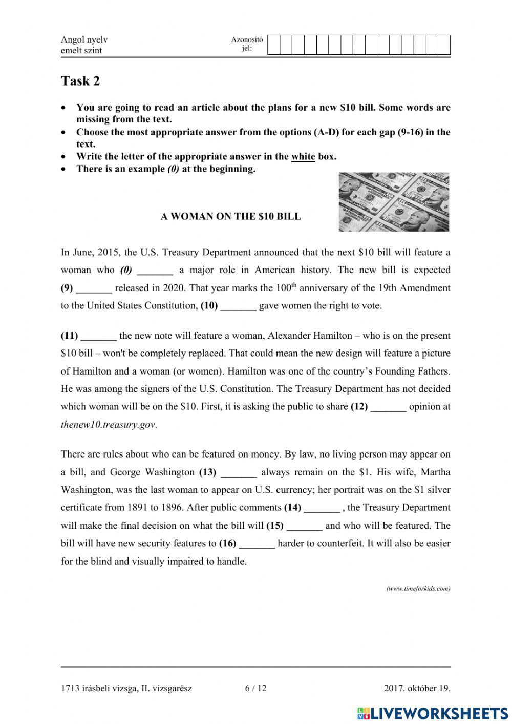 Érettségi 2017 október emelt Nyelvhelyesség