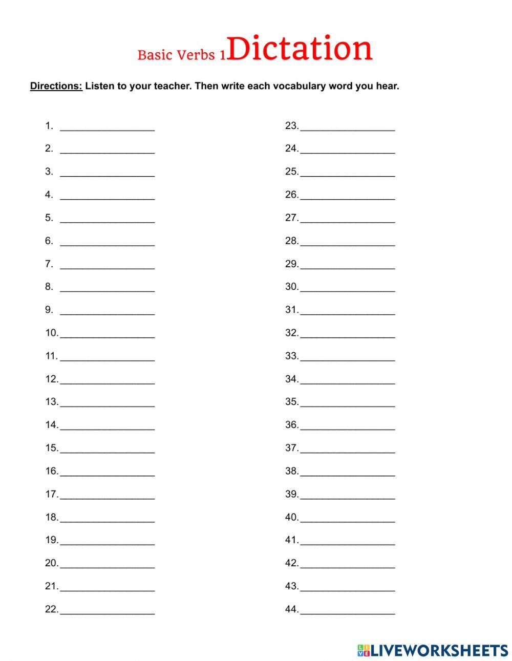Dictation worksheets