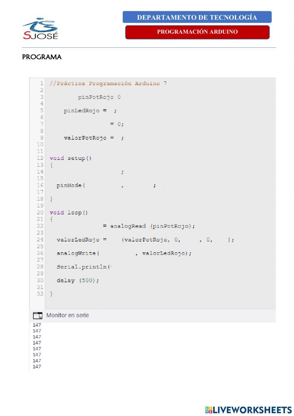 Práctica Programación Arduino - 7 Práctica Programación Arduino - 7
