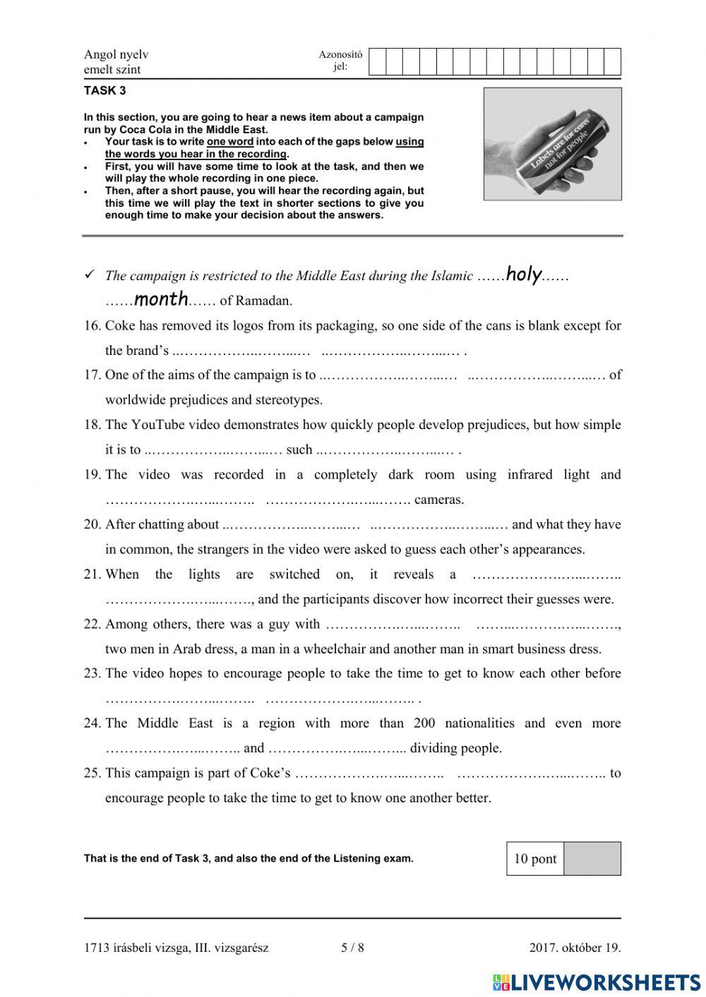 Érettségi 2017 október emelt nyelvhelyesség