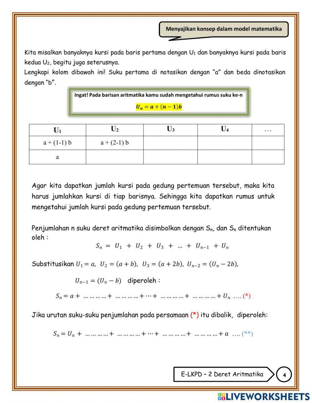 Lkpd deret aritmatika