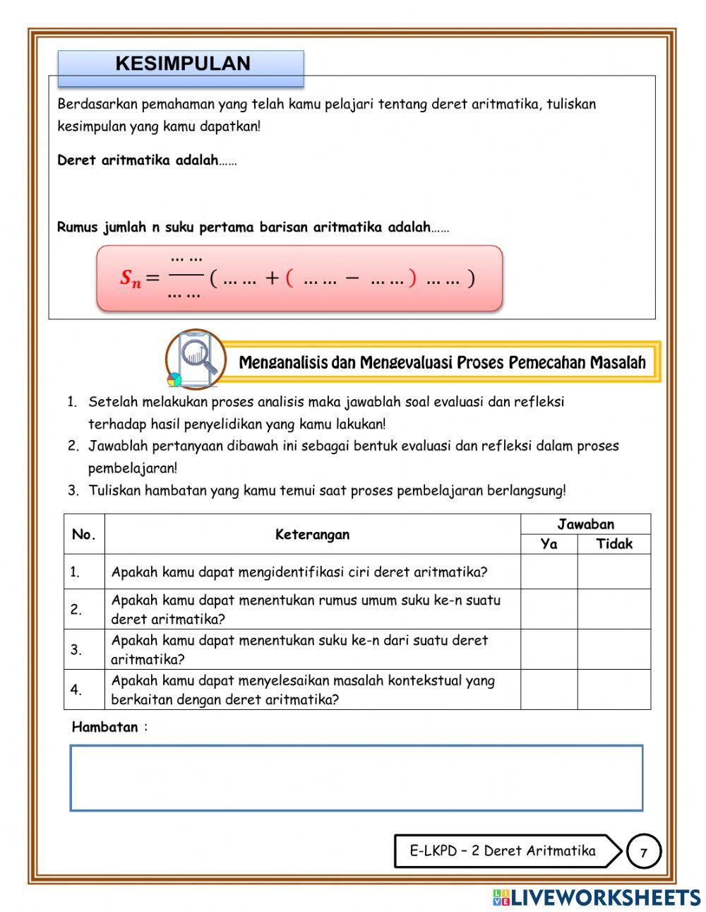 Lkpd deret aritmatika