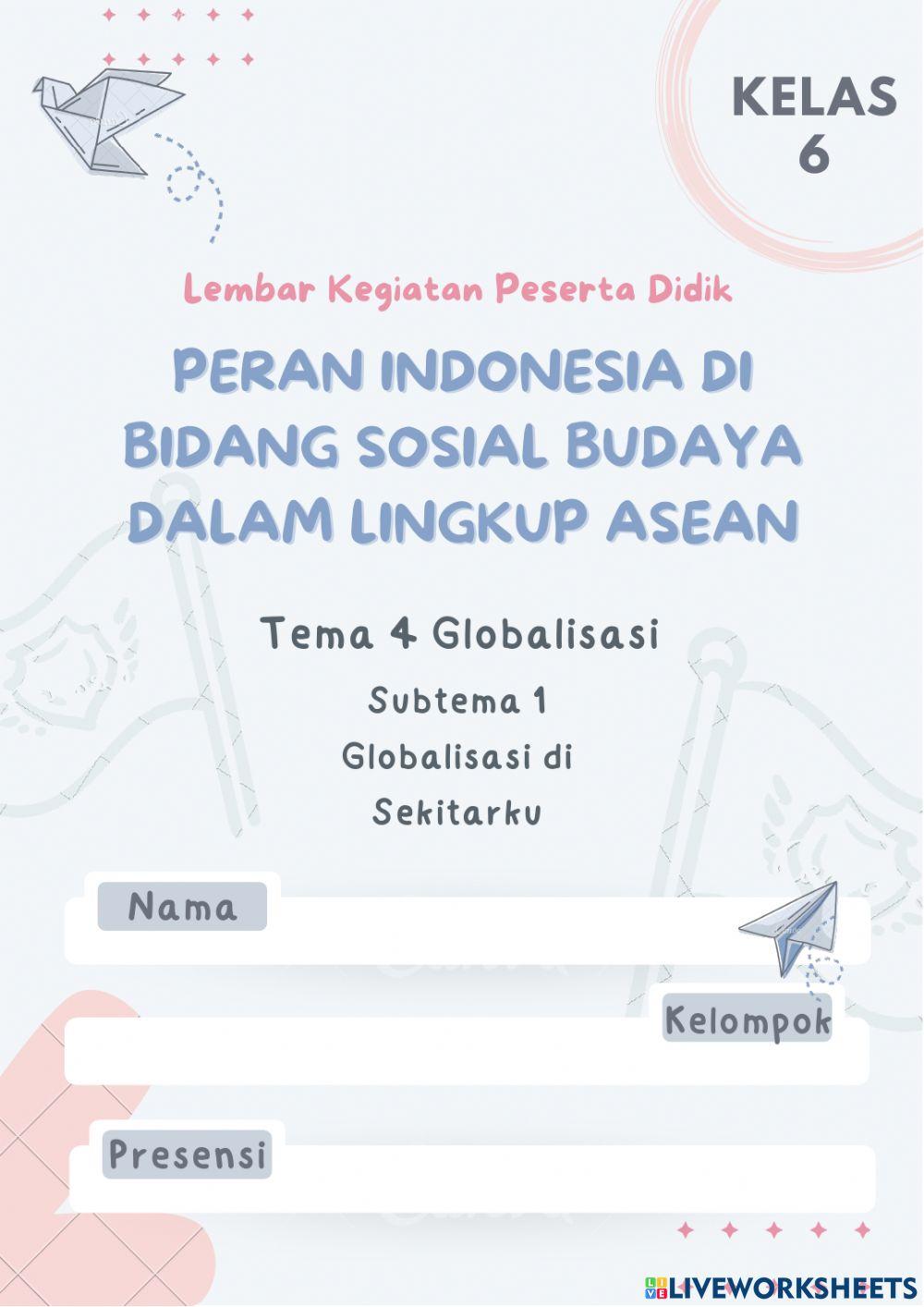 LKPD Peran Indonesia di Bidang Sosial Budaya dalam Lingkup ASEAN