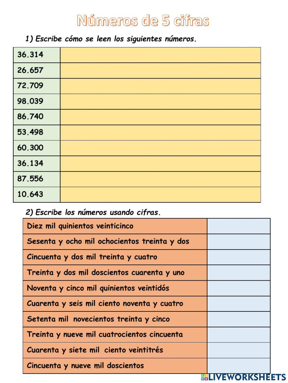 Números de 5 cifras