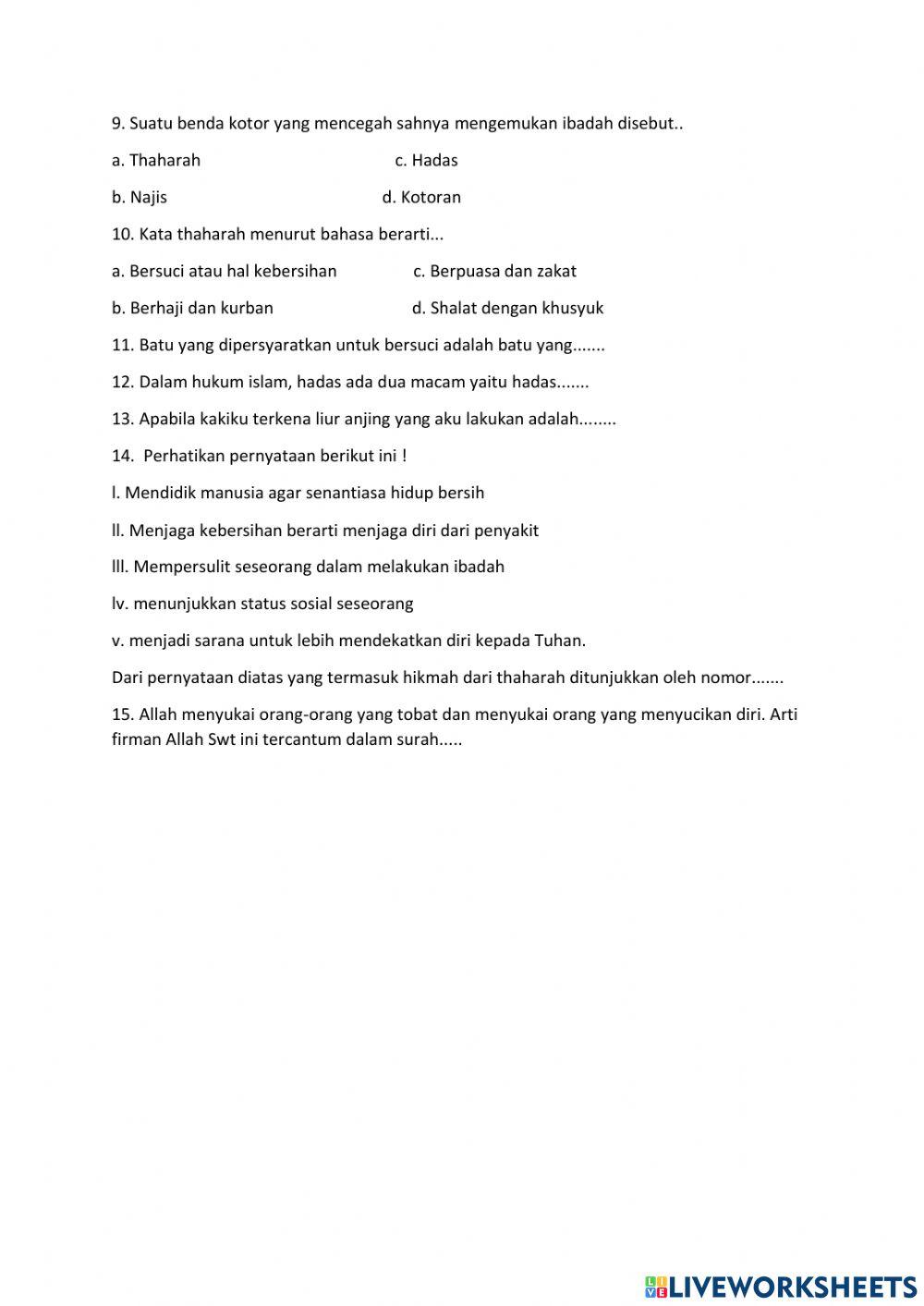 Latihan soal fiqih kelas 7