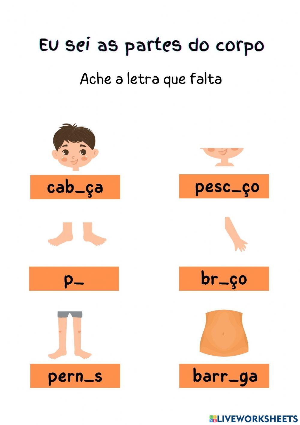 Partes do corpo - Complete as palavras