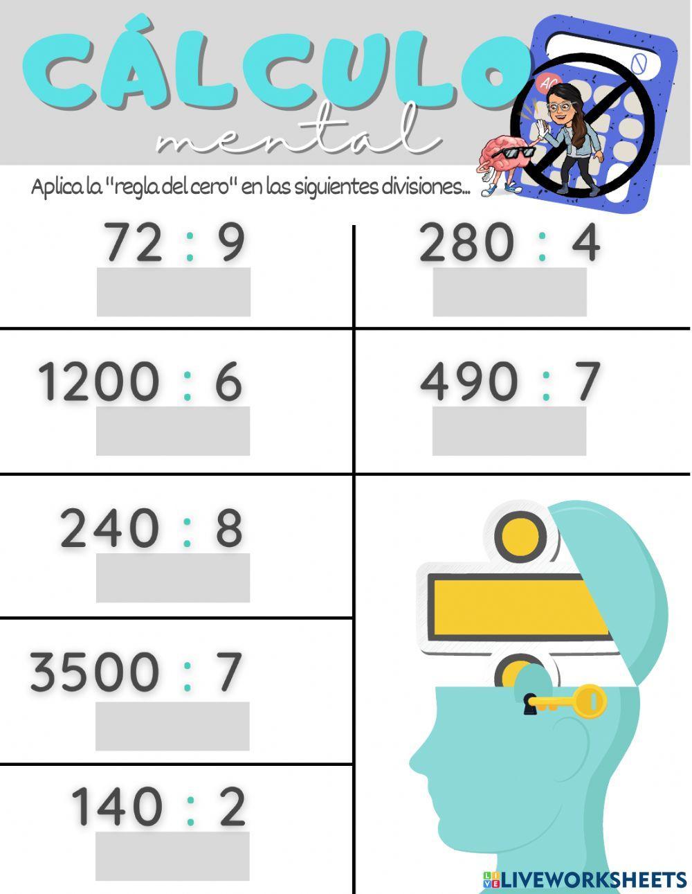 Cálculo mental Ejercicios